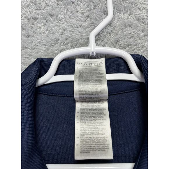 Adidas Shirt Mens Large Blue Climalite Golf Polo Logo Short Sleeve Textured - Picture 3 of 9